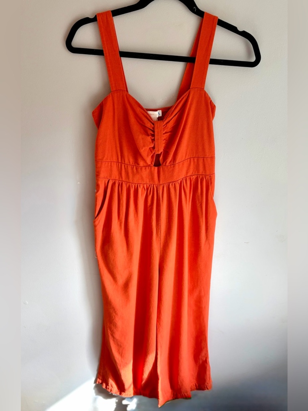 Monteau LA Orange Wide-Strap Jumpsuit